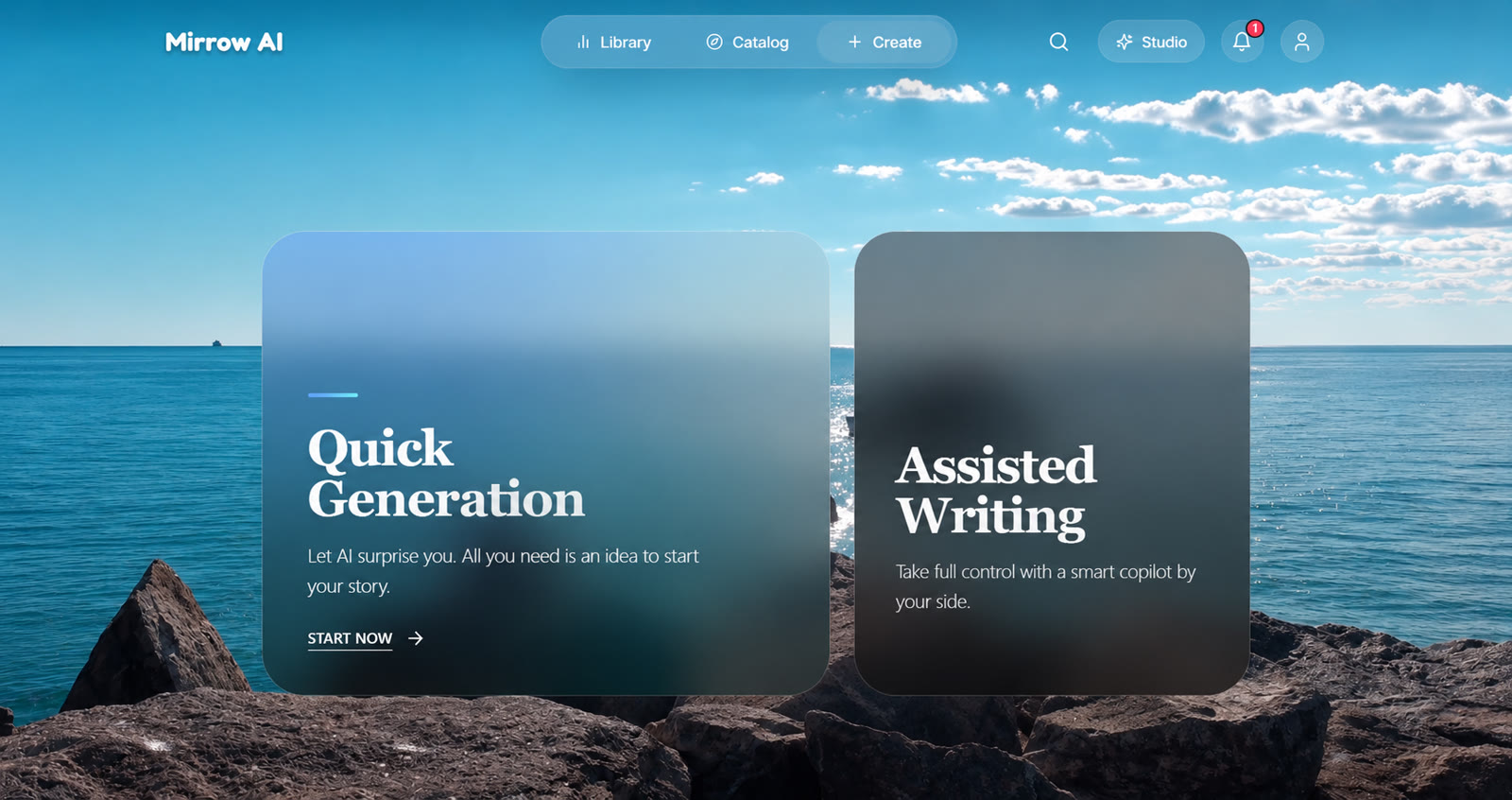 Crear en Mirrow: Generación rápida y Escritura asistida