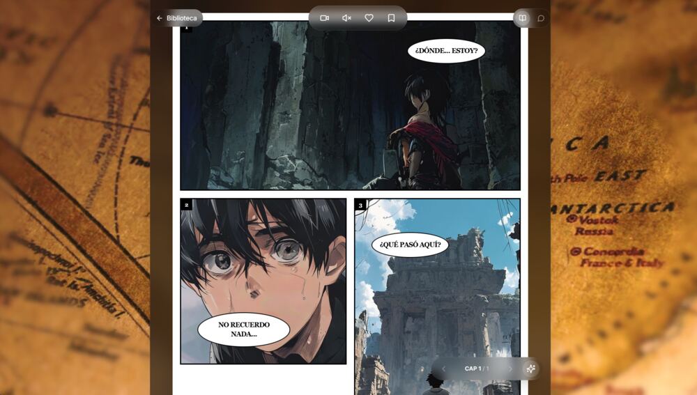 Página de manga creada con IA en Mirrow